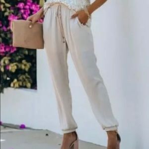 Naked zebra silk satin joggers